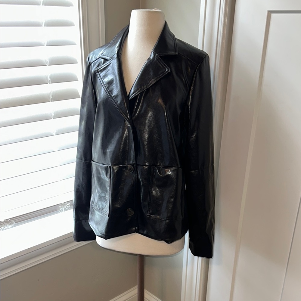 a new day Brown Faux Leather Moto Jacket new with Tags Size Medium